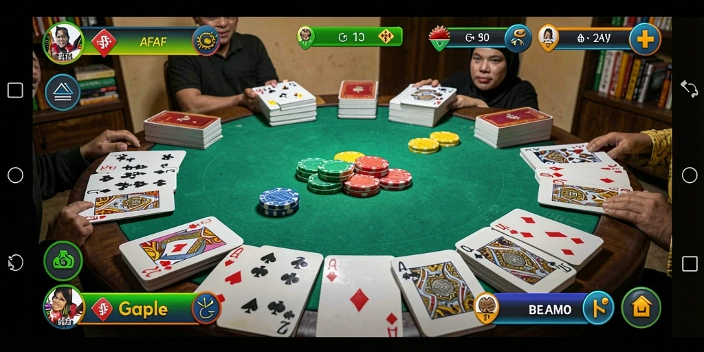 Tampilan gameplay Gaple yang seru dan interaktif.