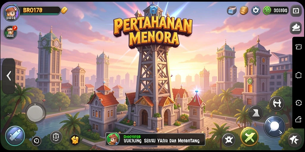 Tangkapan layar menunjukkan aksi menawan gameplay Tower Defense.
