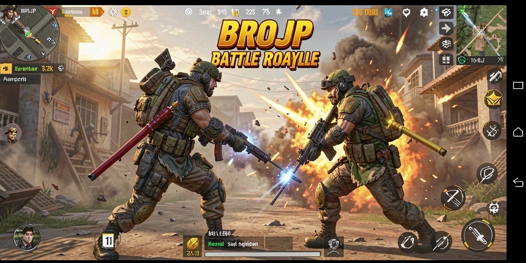 Gameplay intens di BROJP dengan aksi Battle Royale.