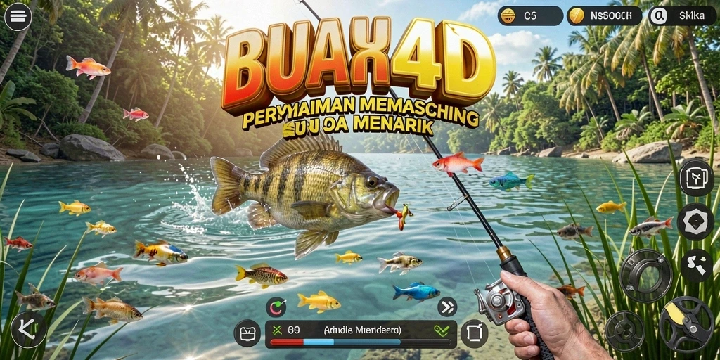 Screenshot gameplay BUAH4D menampilkan aksi memancing yang menyenangkan dan menantang.