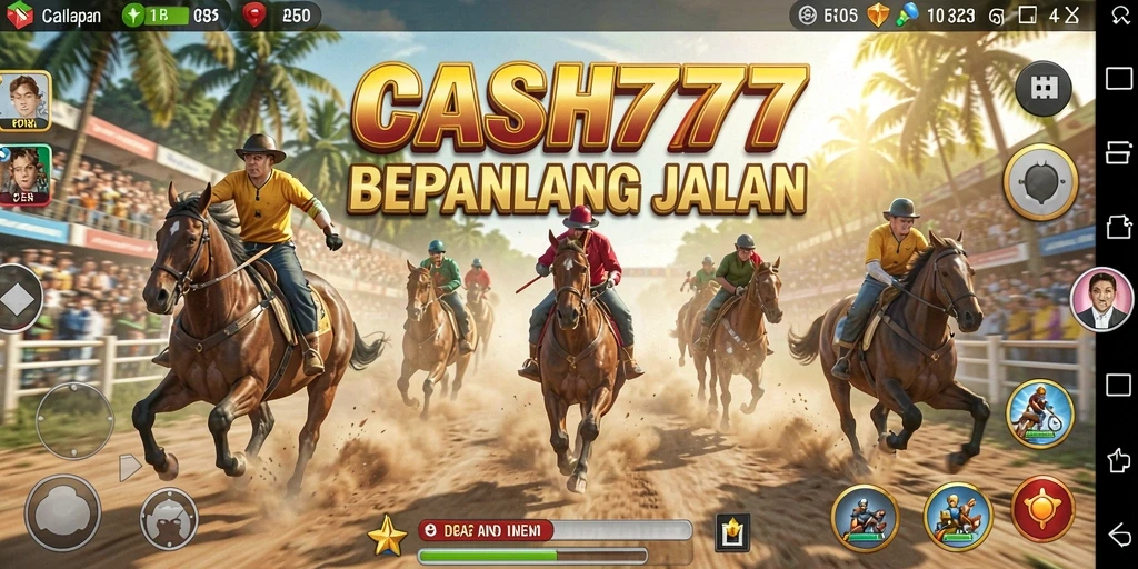 Tampilan gameplay CASH777 yang mendebarkan di lintasan balap.