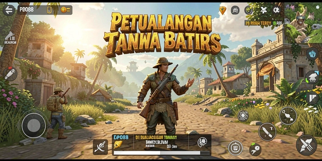 Screenshot LPO88 menampilkan pemain menjelajahi dunia terbuka yang indah.