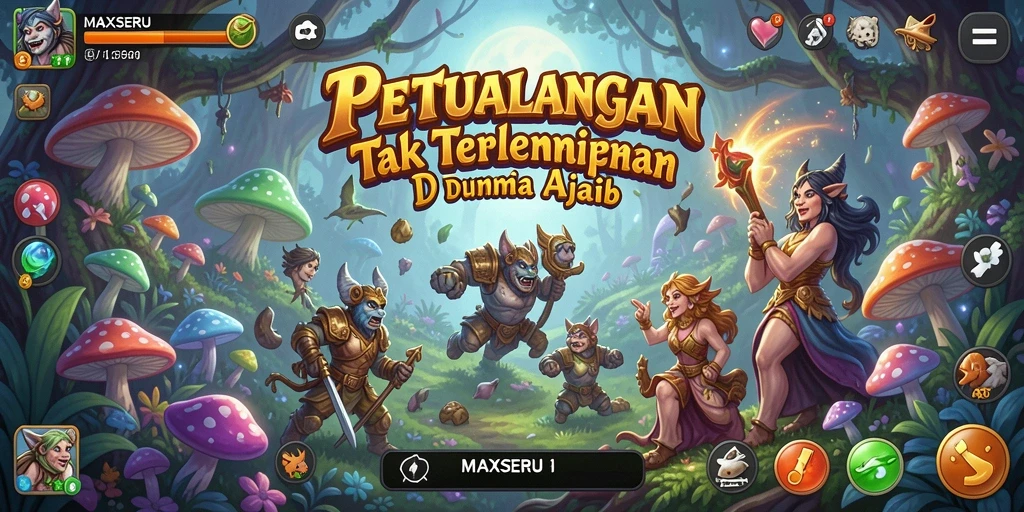 Screenshot gameplay Adventure MAXSERU menampilkan aksi mendebarkan dan grafis indah.