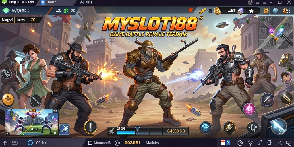 Tangkapan layar gameplay MYSLOT188 menampilkan aksi Battle Royale yang mendebarkan.