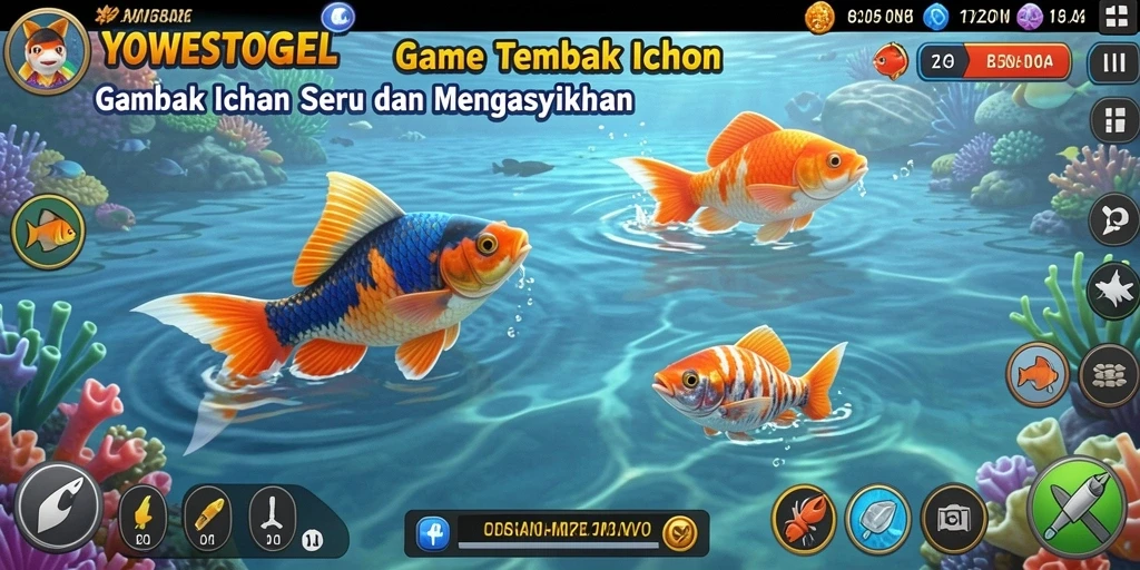 Screenshot menampilkan aksi menembak ikan di YOWESTOGEL.